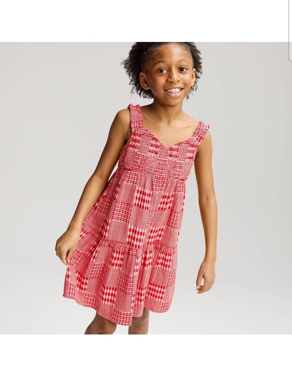 Cat & Jack Red Gingham Smocked Sundress